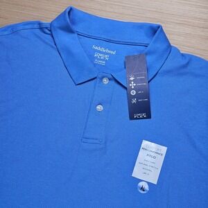 Saddlebred Mens Comfort Flex Performance Polo Shirt Blue XL Wicking Stretch UPF